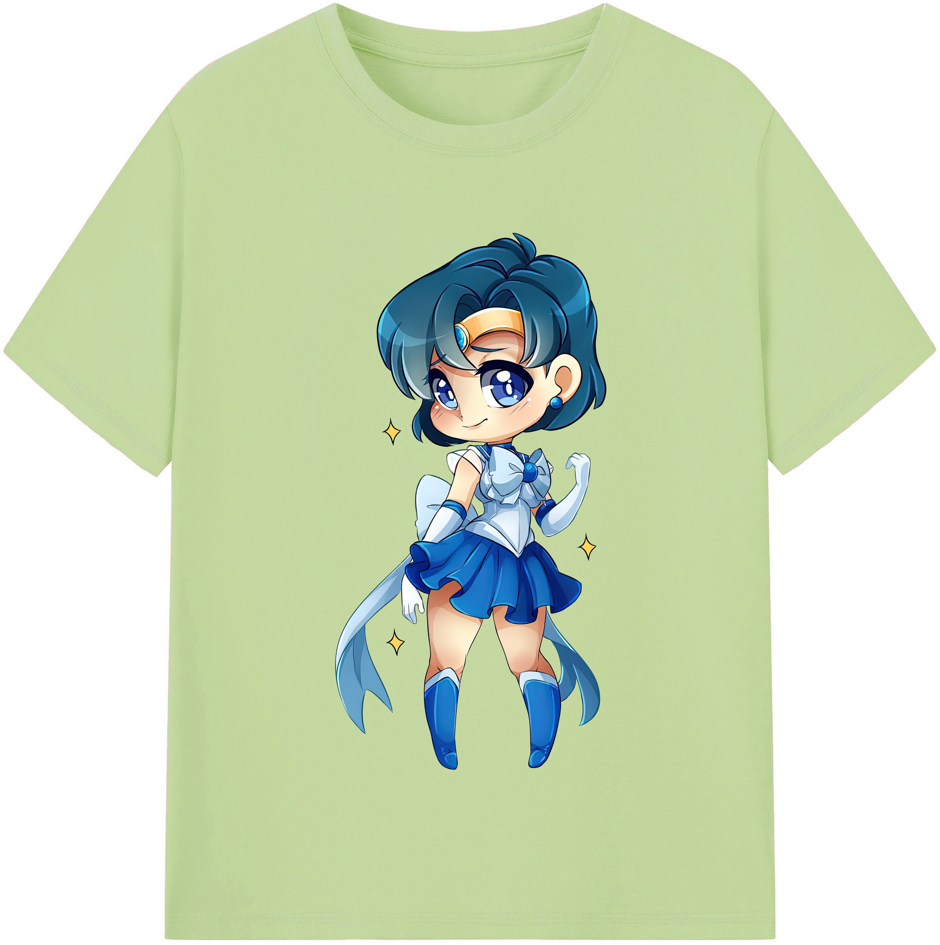 （画像用） 美少女戦士セーラームーン 水野 亜美 みずの あみ Sailor Moon Mizuno Ami 綿100％半袖Tシャツ（フロントプリント）